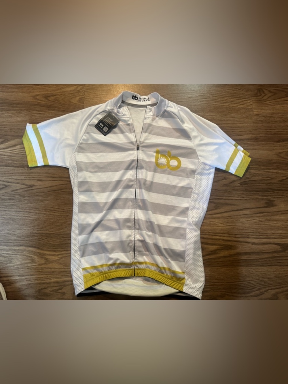 Men’s White & Yellow Short Sleeve Cycling Jersey